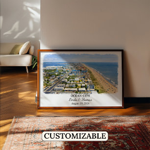 Ocean City Maryland Poster, Aquarell, Maßgeschneid Poster