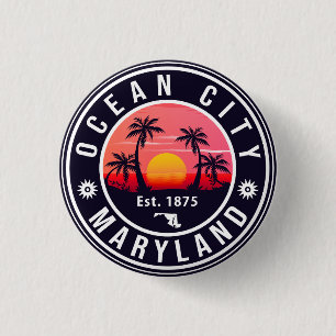 Ocean City Maryland Retro Sunset Souvenirs 60er Button