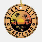 Ocean City Maryland Retro Sunset Souvenirs 60er Keramik Ornament (Vorne)