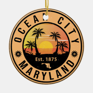 Ocean City Maryland Retro Sunset Souvenirs 60er Keramik Ornament