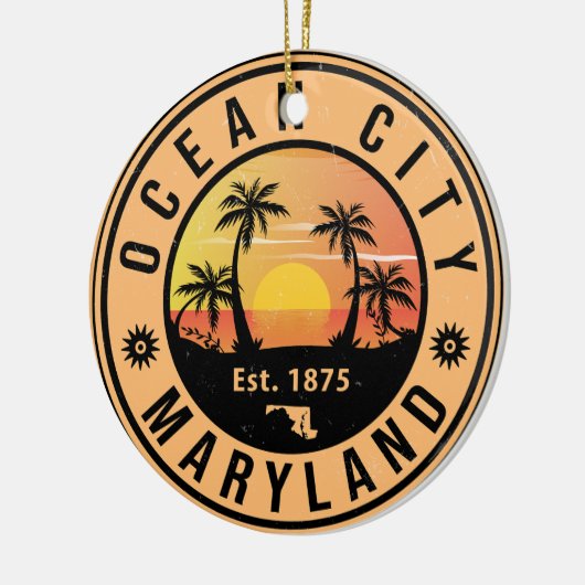 Ocean City Maryland Retro Sunset Souvenirs 60er Keramik Ornament (Links)