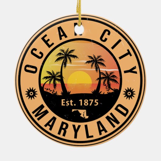 Ocean City Maryland Retro Sunset Souvenirs 60er Keramik Ornament (Hinten)