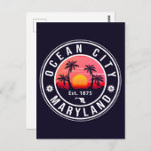 Ocean City Maryland Retro Sunset Souvenirs 60er Postkarte (Vorne/Hinten)