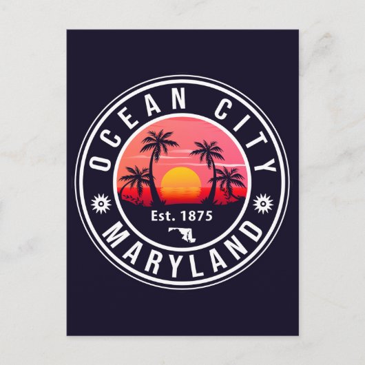 Ocean City Maryland Retro Sunset Souvenirs 60er Postkarte (Vorderseite)