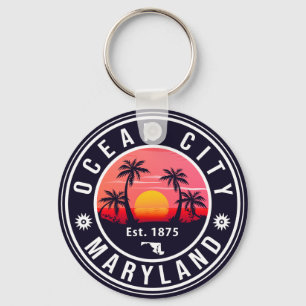 Ocean City Maryland Retro Sunset Souvenirs 60er Schlüsselanhänger