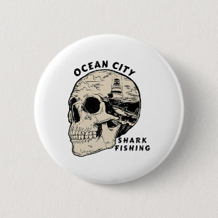Ocean City Maryland Strand Hai-Angeln Salz  Button