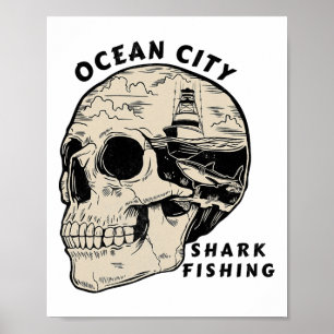 Ocean City Maryland Strand Hai-Angeln Salz  Poster