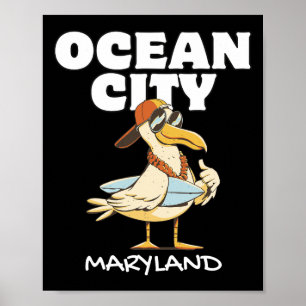 Ocean City Maryland Surf-Urlaub Sonnenuntergang Su Poster