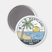 Ocean City Maryland Vintag Magnet (Vorderseite/Rückseite)