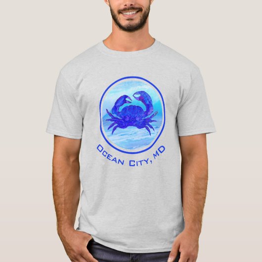 Ocean City, MD Blue Crab and Waves T - Shirt (Vorderseite)