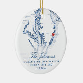 Ocean City MD Map Navy Hochzeitssommer Foto Weihna Keramik Ornament (Rechts)