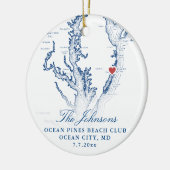 Ocean City MD Map Navy Hochzeitssommer Foto Weihna Keramik Ornament (Links)