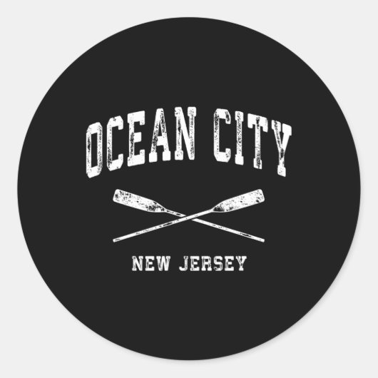 Ocean City New Jersey Nautical Crossed Oars Runder Aufkleber (Vorderseite)