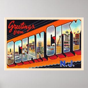 Ocean City New Jersey NJ Große Buchstaben Postkart Poster