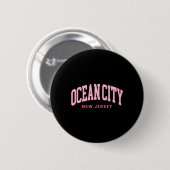 Ocean City New Jersey Nj Retro Preppy Throwback Wo Button (Vorne & Hinten)