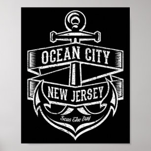 Ocean City New Jersey Nj Vintage Anker Design Gif Poster
