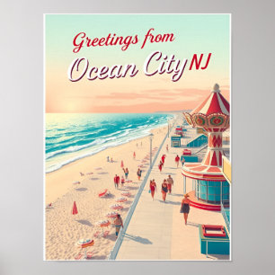 Ocean City, New Jersey – Strandpromenade Poster