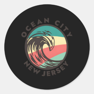 Ocean City Nj Beach Wave in Farben Runder Aufkleber