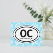 Ocean City NJ Blue Postcard Postkarte (Stehend Vorderseite)