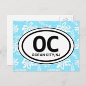 Ocean City NJ Blue Postcard Postkarte (Vorne/Hinten)
