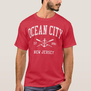 Ocean City Nj gekreuzte Ruder Boot Anker Sport vin T-Shirt
