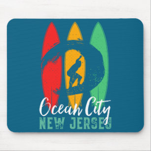 Ocean City Strand New Jersey Vintage Retro Surfen Mousepad