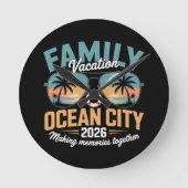 Ocean City Strand Runde Wanduhr (Vorderseite)