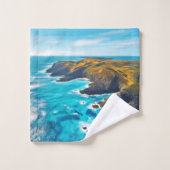 Ocean Cliffs: Wilde Küste Badhandtuch Set (Waschlappen)