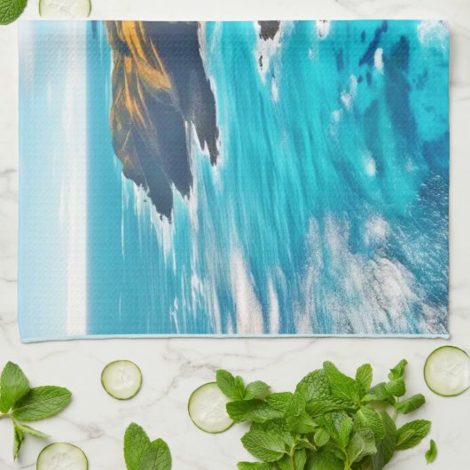 Ocean Cliffs: Wilde Küste Geschirrtuch (Gefaltet)