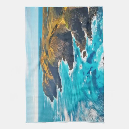 Ocean Cliffs: Wilde Küste Geschirrtuch (Vertikal)