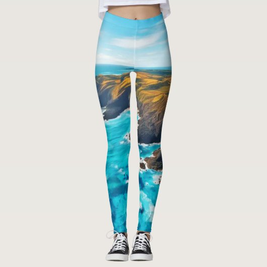 Ocean Cliffs: Wilde Küste Leggings (Vorderseite)