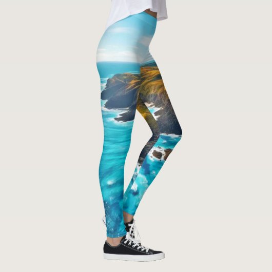 Ocean Cliffs: Wilde Küste Leggings (Rechts)
