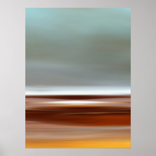 Ocean Coast Beach Sky Landschaft Blue Brown Grau Poster (Vorne)