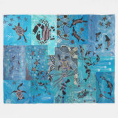 Ocean Collage Aborigine Fleece Blanket (Vorderseite (Horizontal))