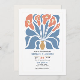 Ocean & Coral Sand Abstract Floral Boho Wedding Einladung