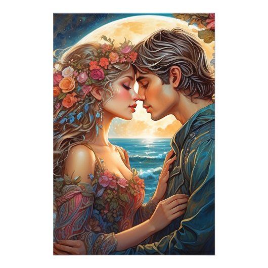 *~* Ocean Couple Moon Romantische AP51 Fantasie Fotodruck (Vorne)
