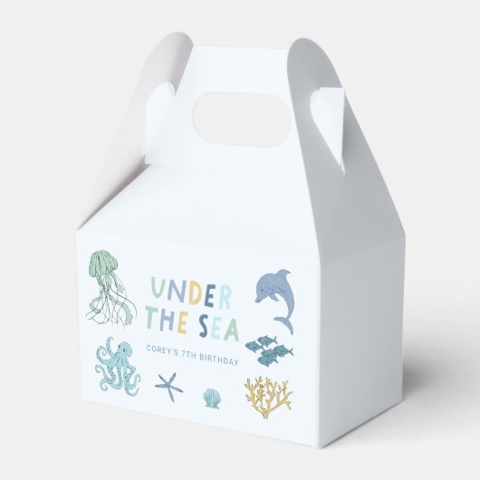 Ocean Creature Blue Birthday Party Geschenkschachtel (Vorderseite)