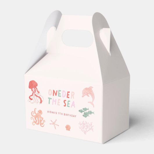 Ocean Creature Pink 1. Geburtstag Party Geschenkschachtel (Vorderseite)