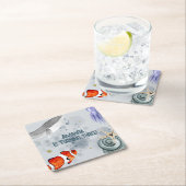 Ocean Creatures Kindergeburtstag Party Blue Rechteckiger Pappuntersetzer (Vor Ort)