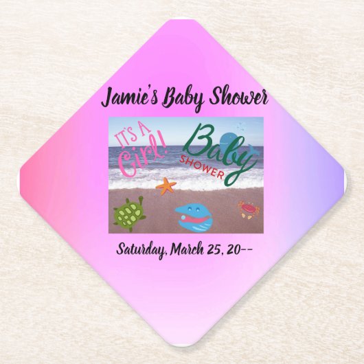 Ocean Critters Baby Girl Dusche Untersetzer (Vorderseite)