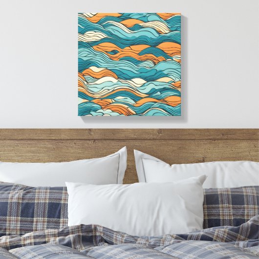 Ocean Currents: Stylized Wave Pattern Leinwanddruck (Insitu (Schlafzimmer))