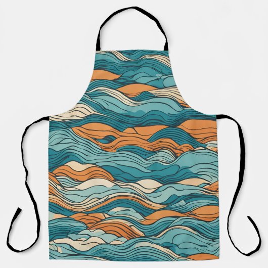 Ocean Currents: Stylized Wave Pattern Schürze (Vorderseite)