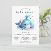 Ocean Custom Whale Baby Dusche Einladung (Stehend Vorderseite)