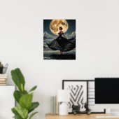 Ocean Dance Under the Moon Woman in Black Dress Poster (Heimbüro)