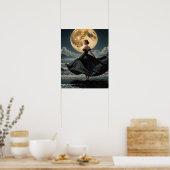 Ocean Dance Under the Moon Woman in Black Dress Poster (Küche)