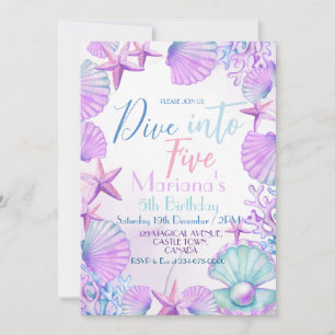 Ocean Dive in Five Girl Birthday Party Einladung