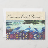 Ocean Dolphin Sea Turtle Fish Brautparty laden Einladung (Vorderseite)