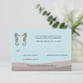 Ocean Double Seepferd Wedding RSVP Karte (Stehend Vorderseite)
