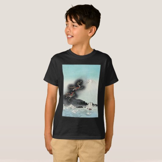 Ocean Dragon Rising to Mt. Fuji HOKUSAI Ukiyo-e T-Shirt (Vorne ganz)