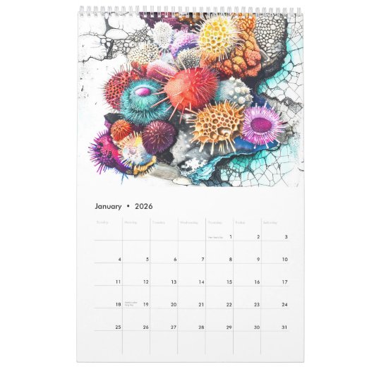 Ocean Dreams 2026 – Abstract Sea Creatures in Vivi Kalender (Jan 2026)
